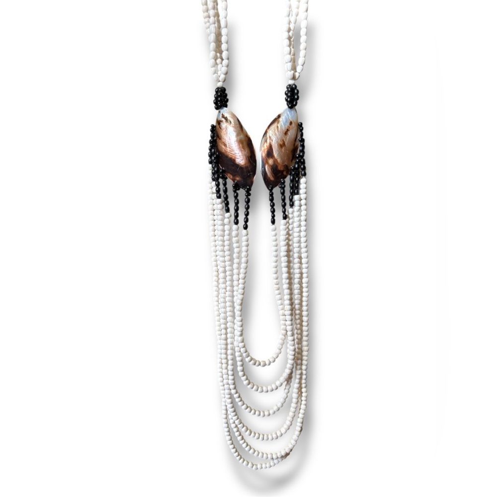 Tribal Multi-Strand Necklace – Natural Shell & Bone Handmade Bohemian